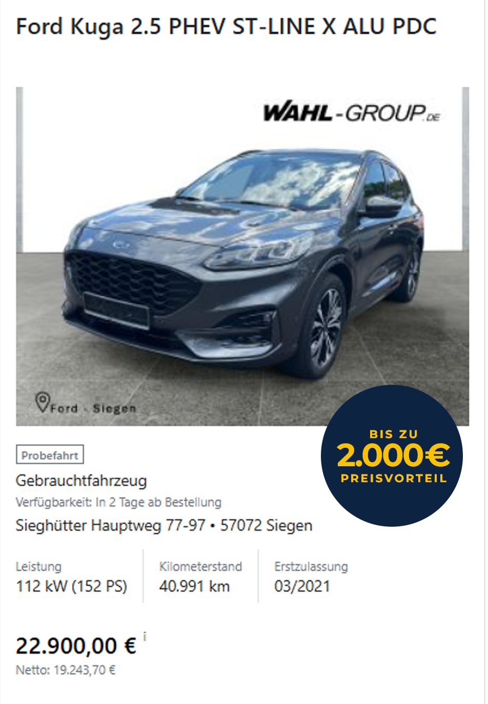 Ford Kuga – Gebrauchtwagen (Karte 1)